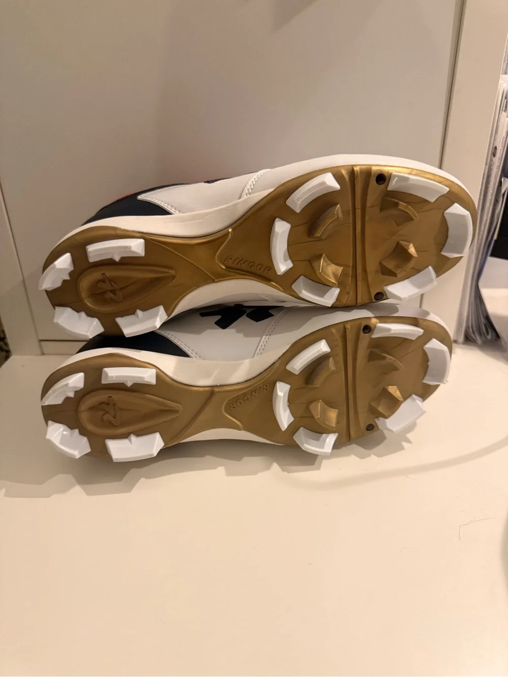 Women’s Red, White, and Blue Ringor Plastic Softball Cleats